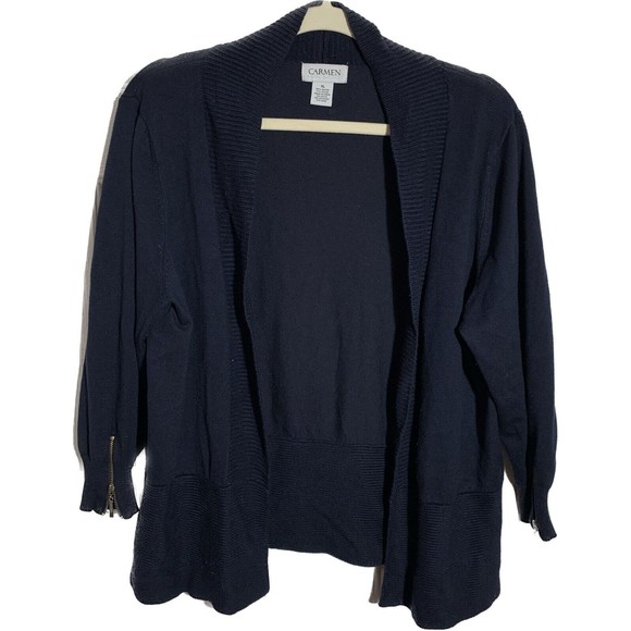 AK Anne Klein Sport Womens Jacket Plus Size XL Navy Blue White Zip Up